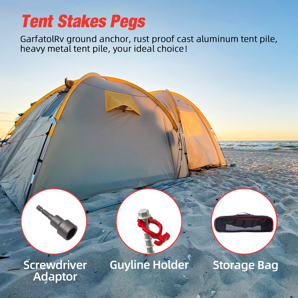 Ground Anchors Non-Rust Cast Aluminum Heavy Duty Tent Anchors Screw in Kit F689718
