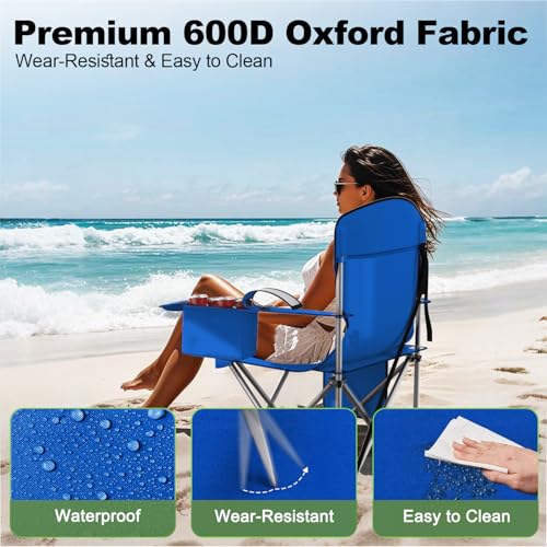Folding Camping Chair with Cooler Pouch, Cup Holder & Storage Pocket U2198