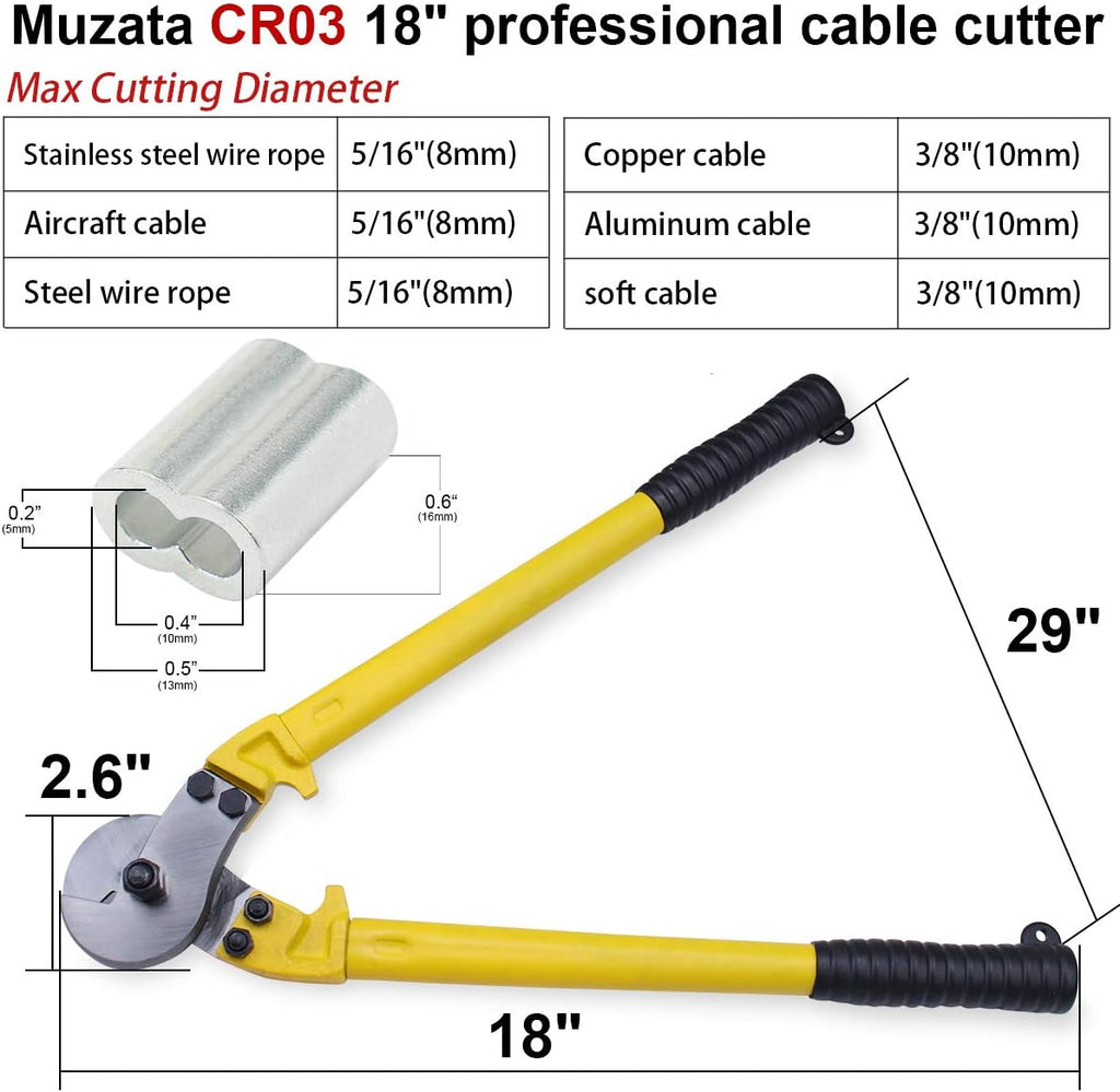 18" Chromium Vanadium Steel Cable Cutter with 10Pcs Ferrules P478