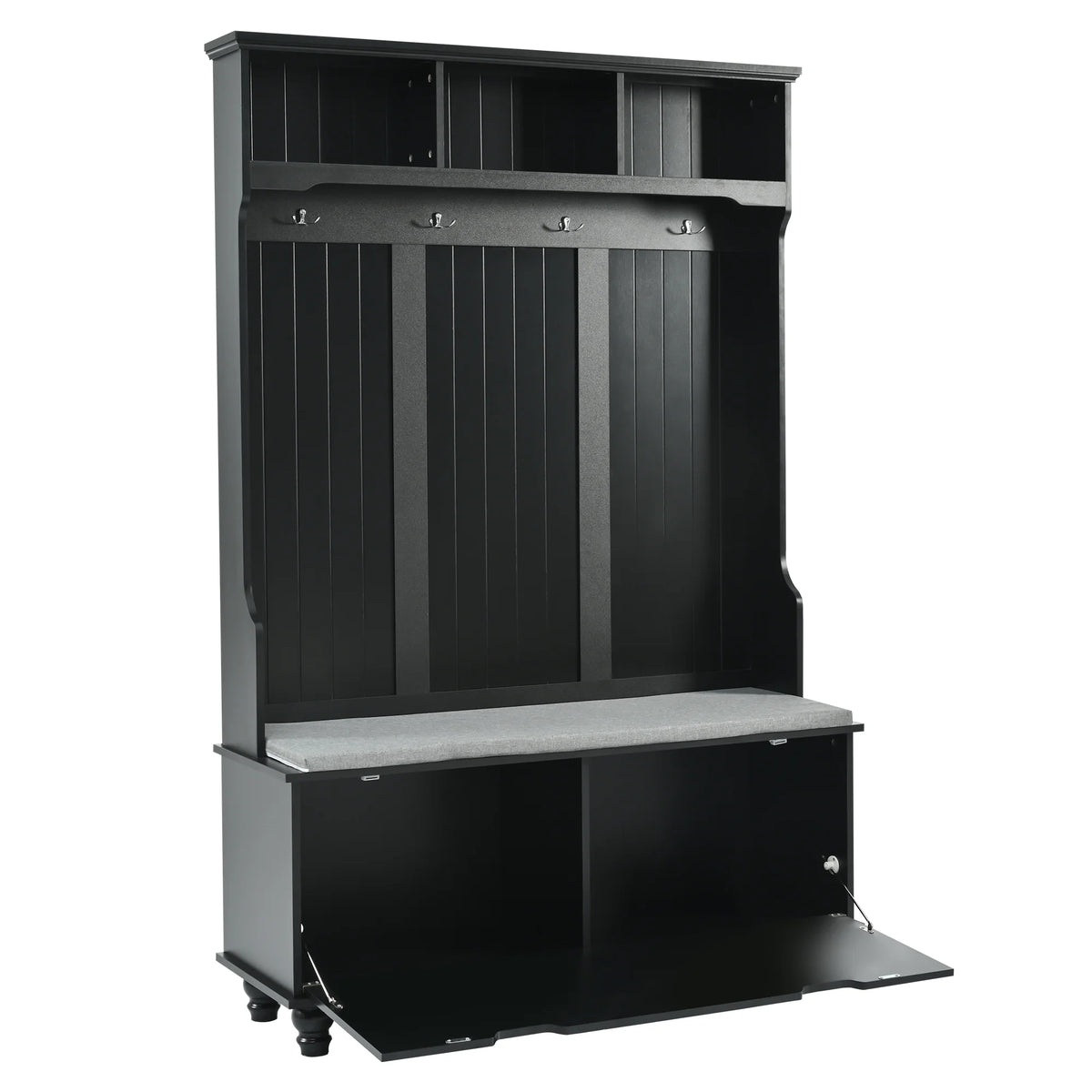 White Wood Hall Tree with Bench and Shoe Storage K190031