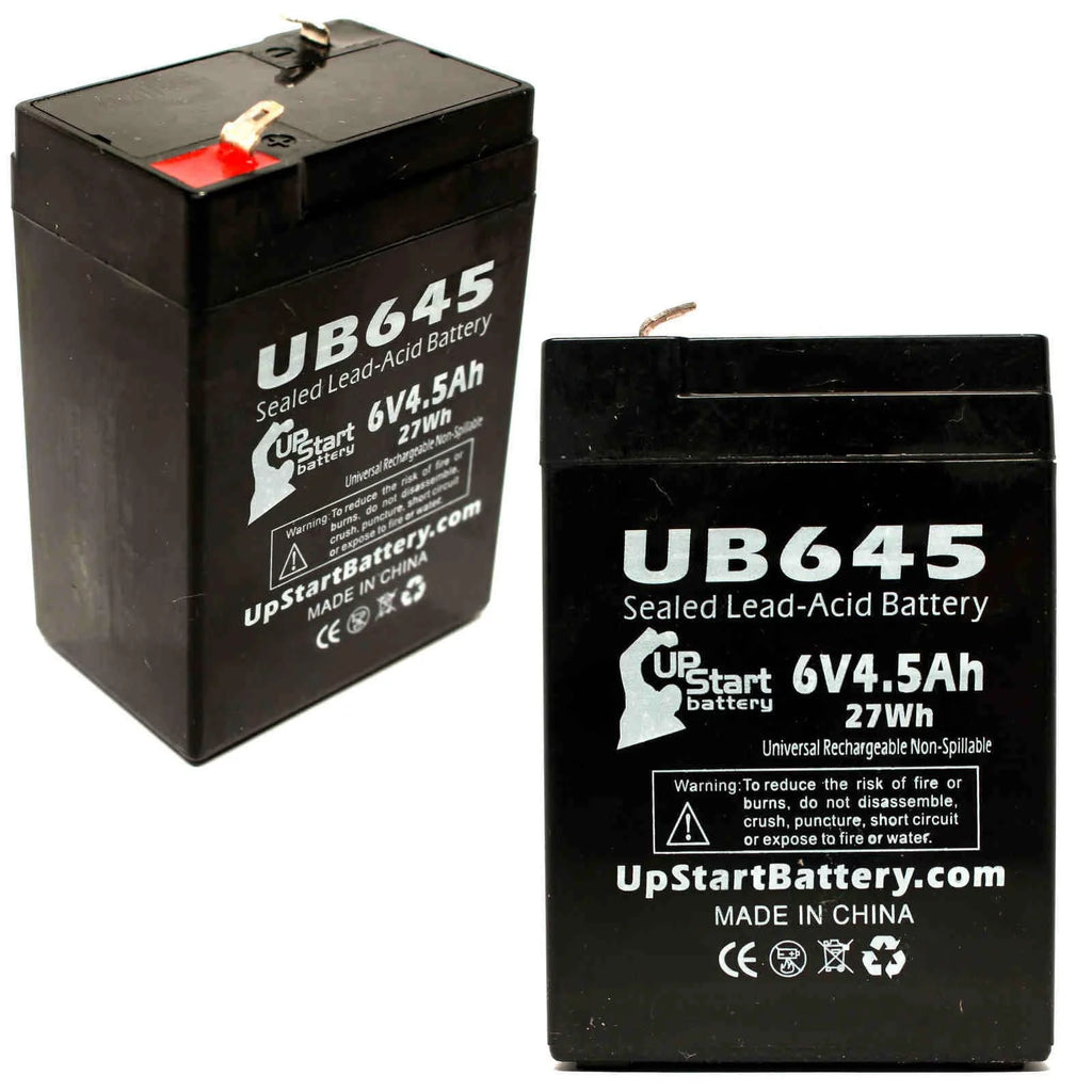 2x Pack 6V 4.5Ah Sealed Lead Acid Battery with F1 to F2 Terminal Adapters W841221