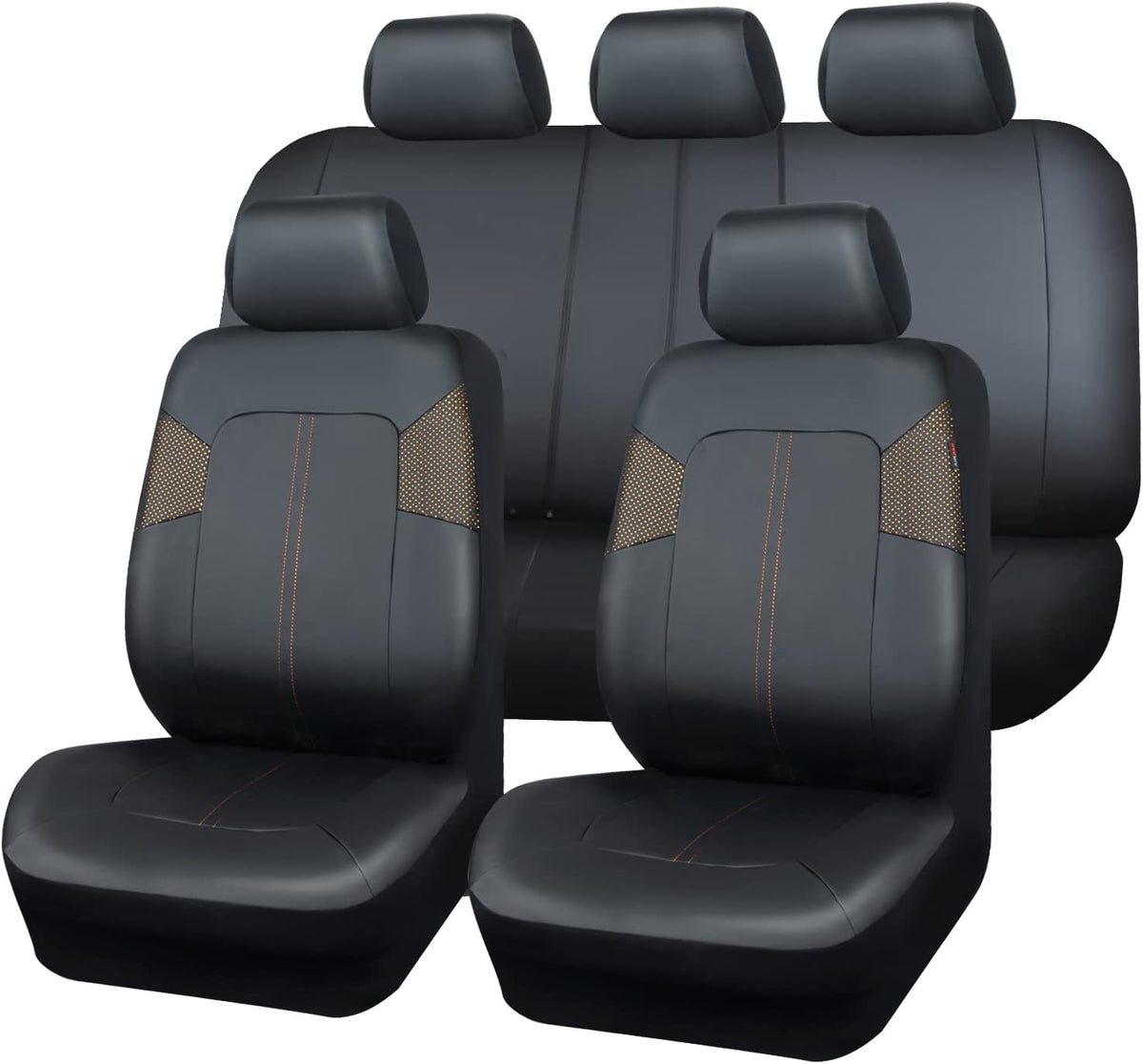 Leather and 3D Air Mesh Car Seat Covers, 11PC, Black J959