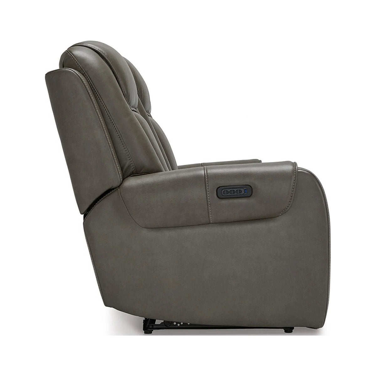 Gray Faux Leather Fabric Power Reclining Sofa A222915