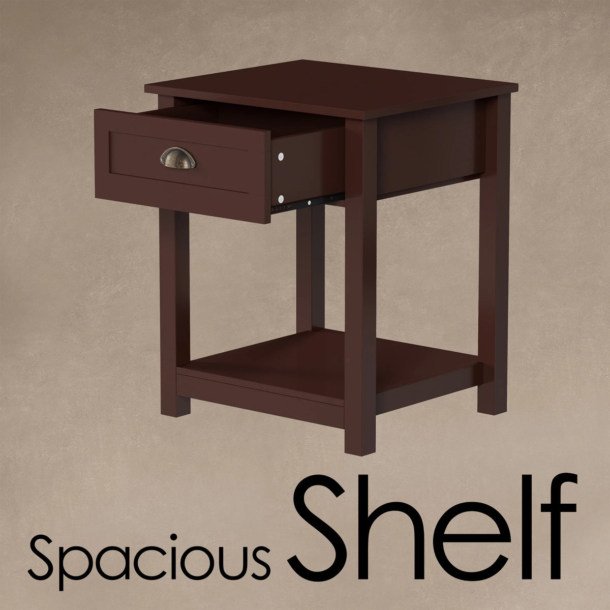 Wooden End Table with Storage Drawer and Shelf C236405