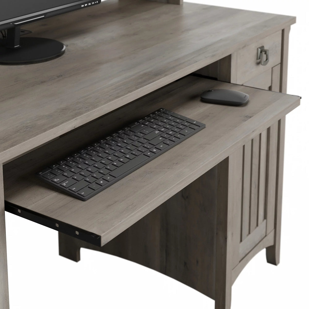 Driftwood Gray L Shaped Desk Set with Office Chair K635