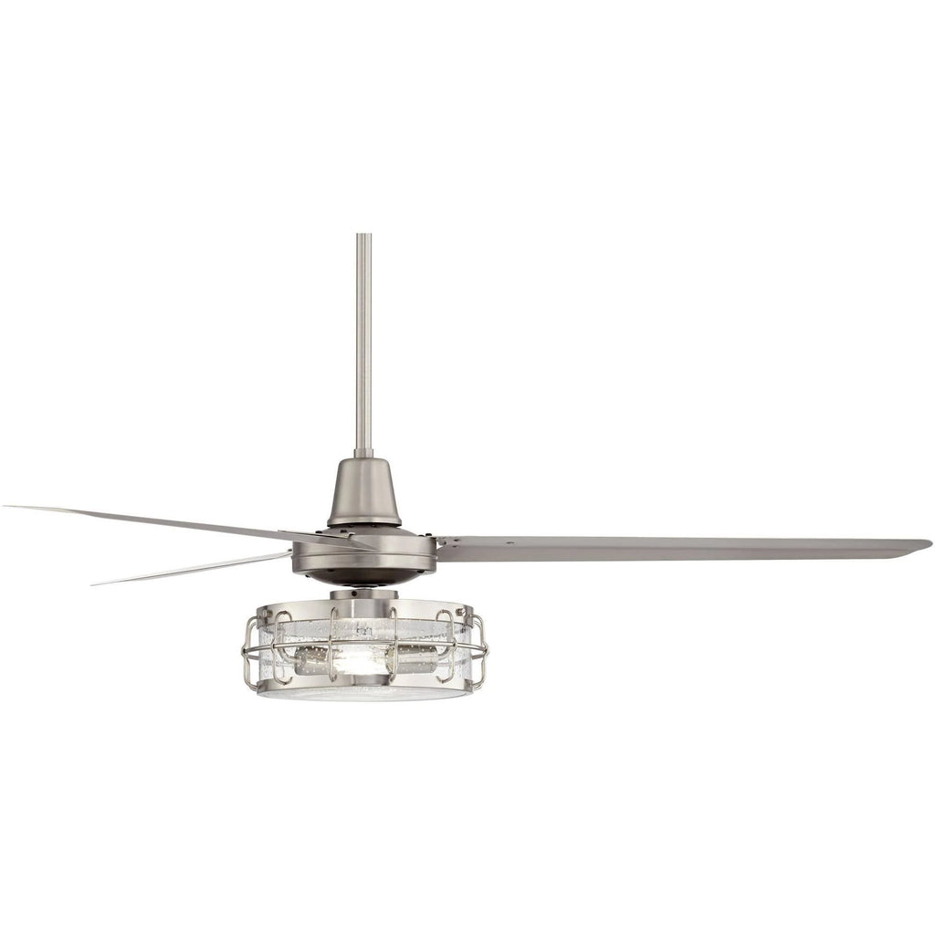 Industrial Ceiling Fan with Light Kit LED Remote Brushed Nickel P528