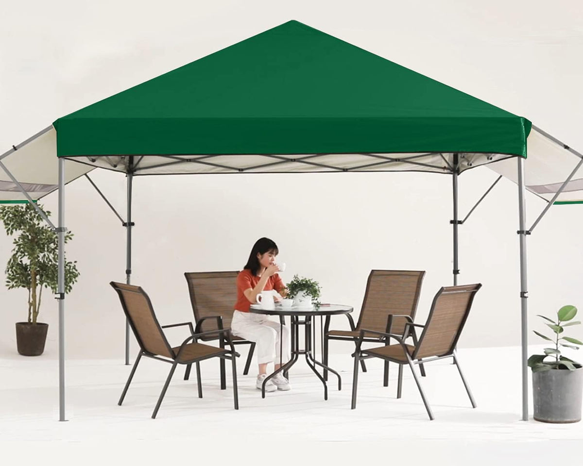 10x10 Pop-up Canopy Tent with Double Awnings Dark Gray C7085
