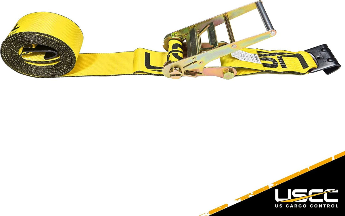 Yellow Ratchet Strap with Flat Hooks 2 Pack P695