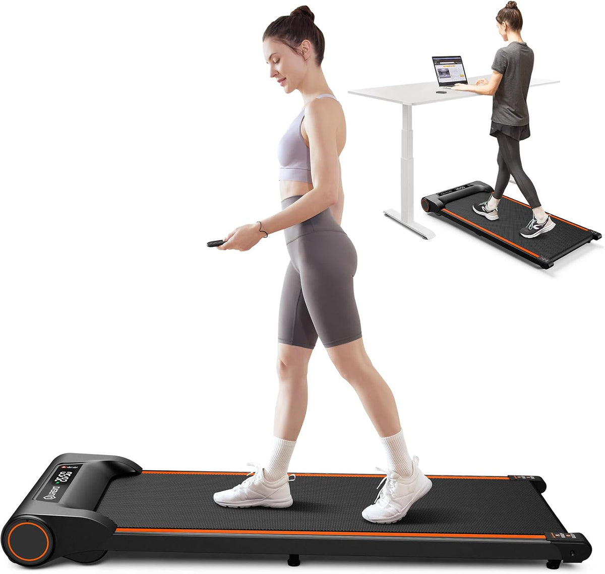 Under Desk Treadmill Walking Pad Portable 2.25HP Orange A987292