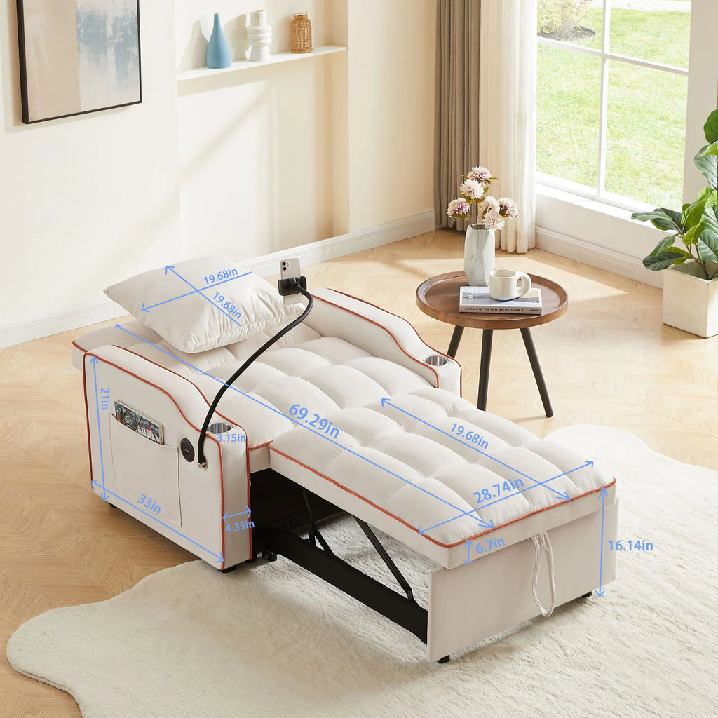 Beige Sleeper Chair Bed D9489