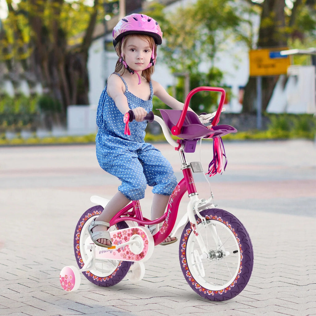 Pink & Purple 16 Kids Bike with Training Wheels R94142