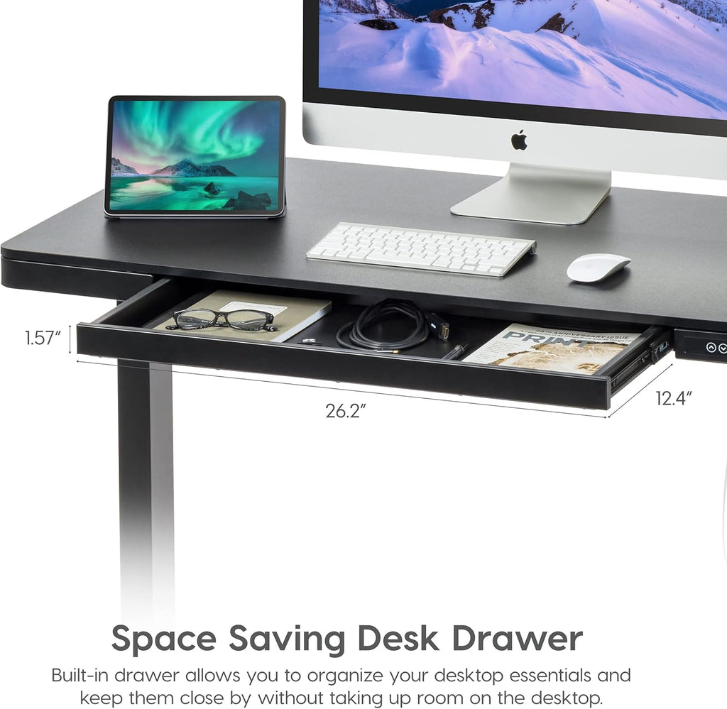 48 x 24 Inch Electric Height Adjustable Standing Desk with Drawer and USB Ports B88950