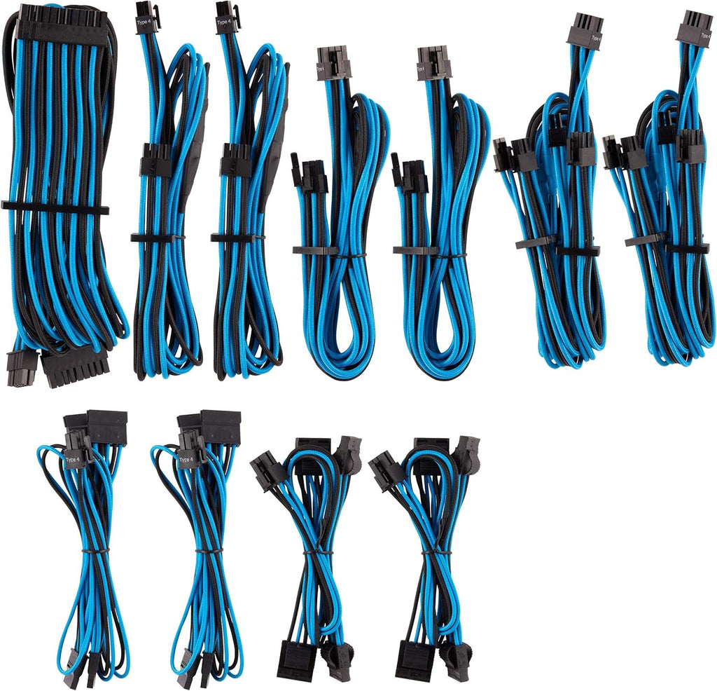 Blue Individually Sleeved PSU Cables Pro Kit Q288