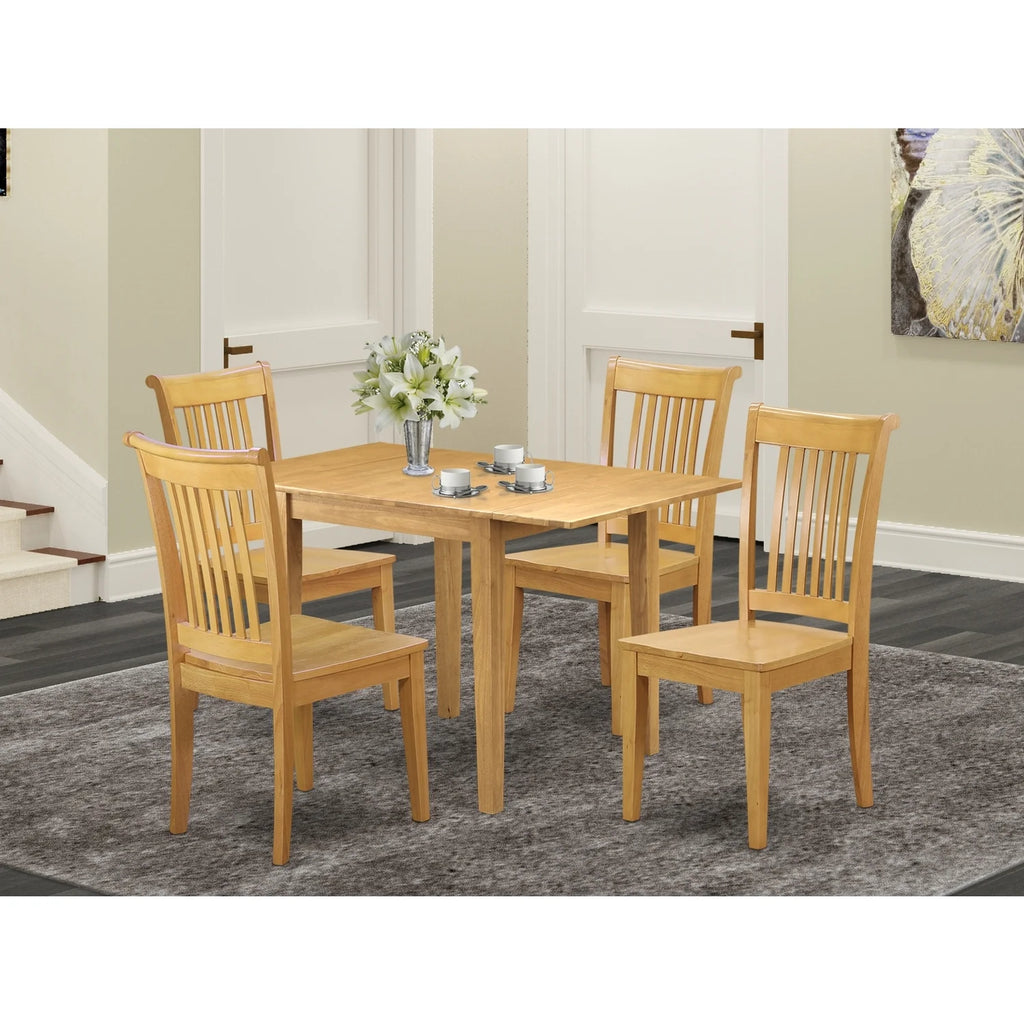 5 Pc Modern Dining Table Set with 4 Chairs Oak Finish I77017