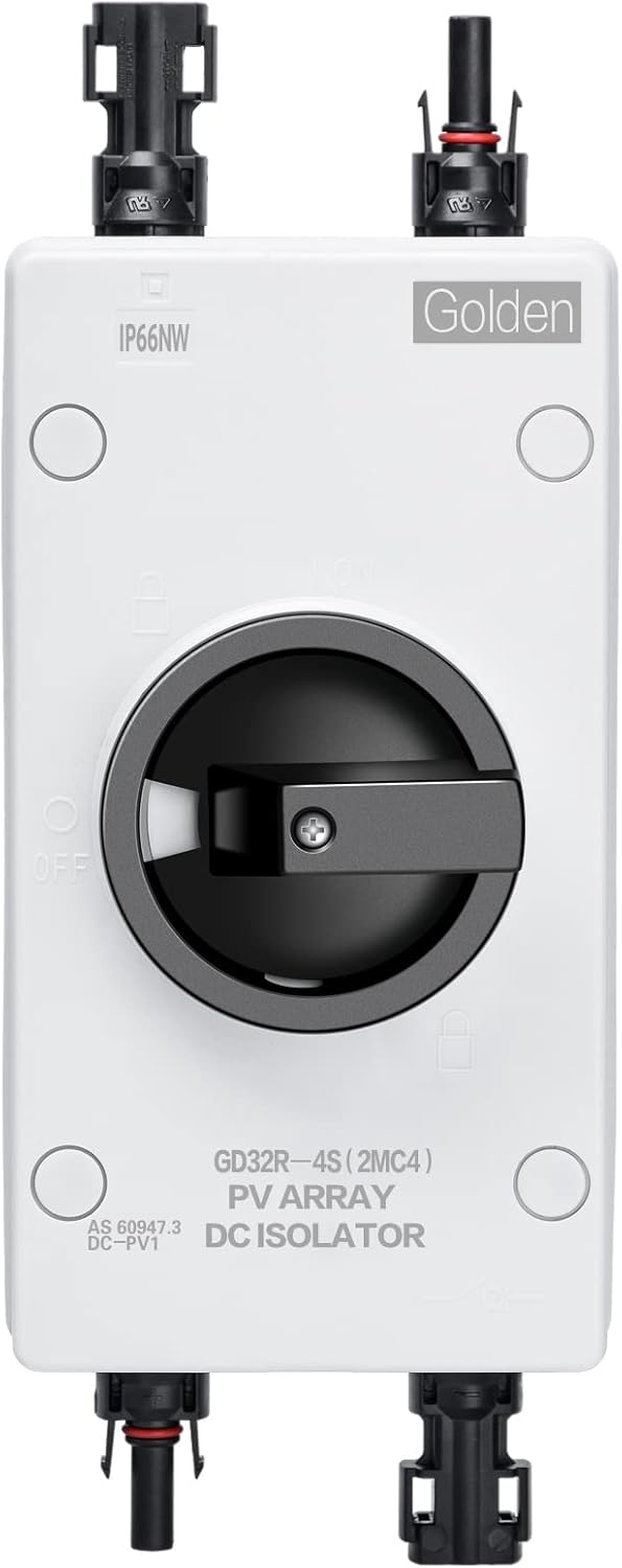 Solar Combiner Box 32A 1000V PV DC Isolator Switch with Solar Connector, IP66 Waterproof G946138