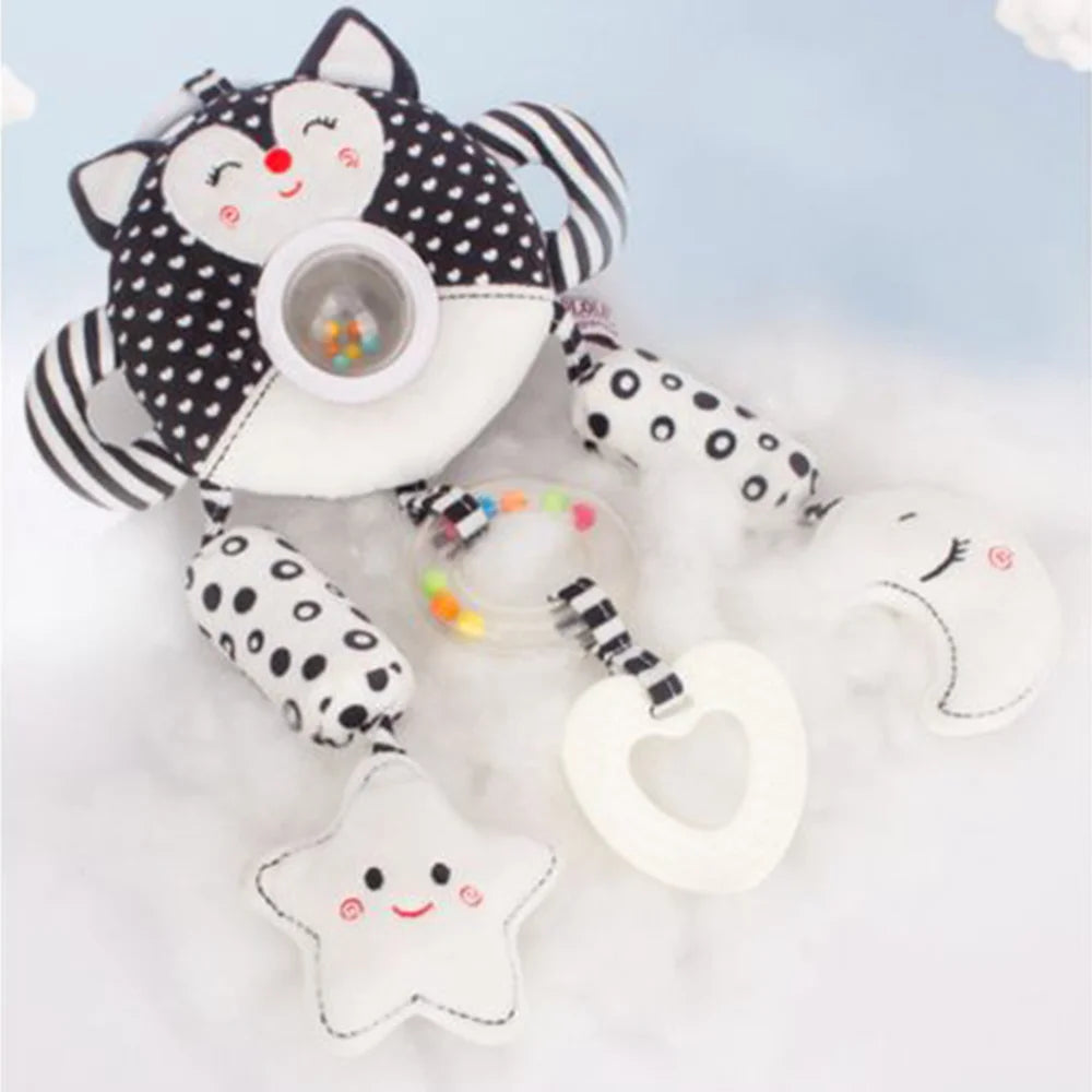 Black and White High Contrast Soft Plush Baby Rattle Toy (Fox) M899