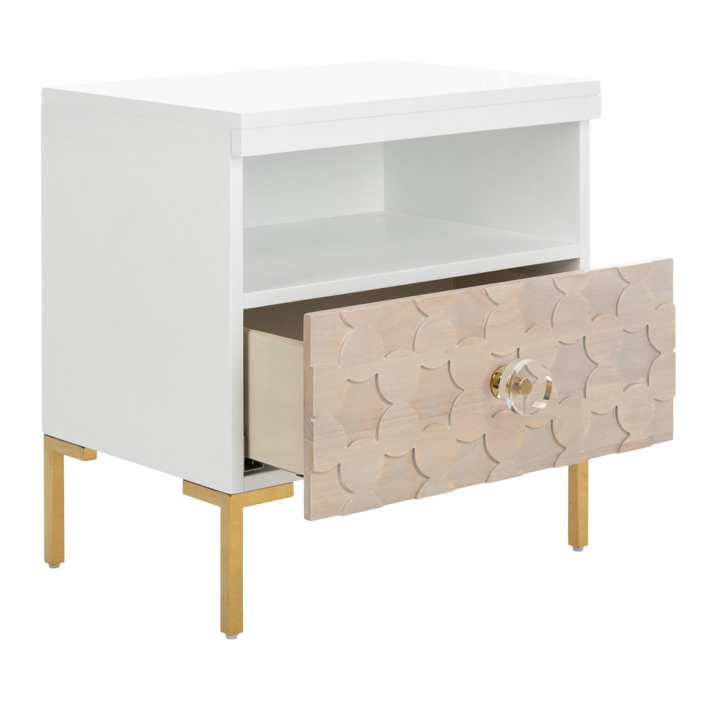 White/Gold 1 Drawer Side Table Q69610