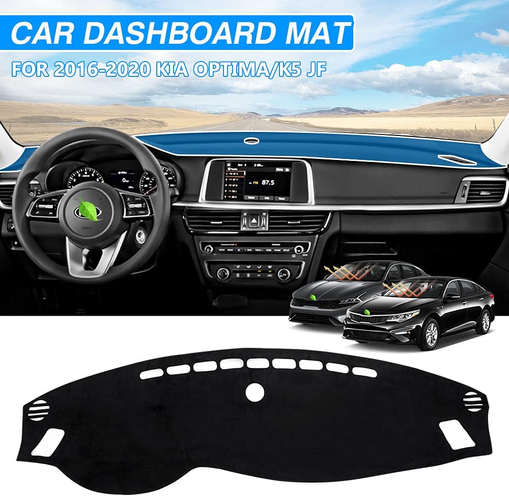 Suede Dash Cover for Kia Optima Dashboard Mat Non-Slip Carpet Odorless Sunshade Protector Pack of 2 T792722