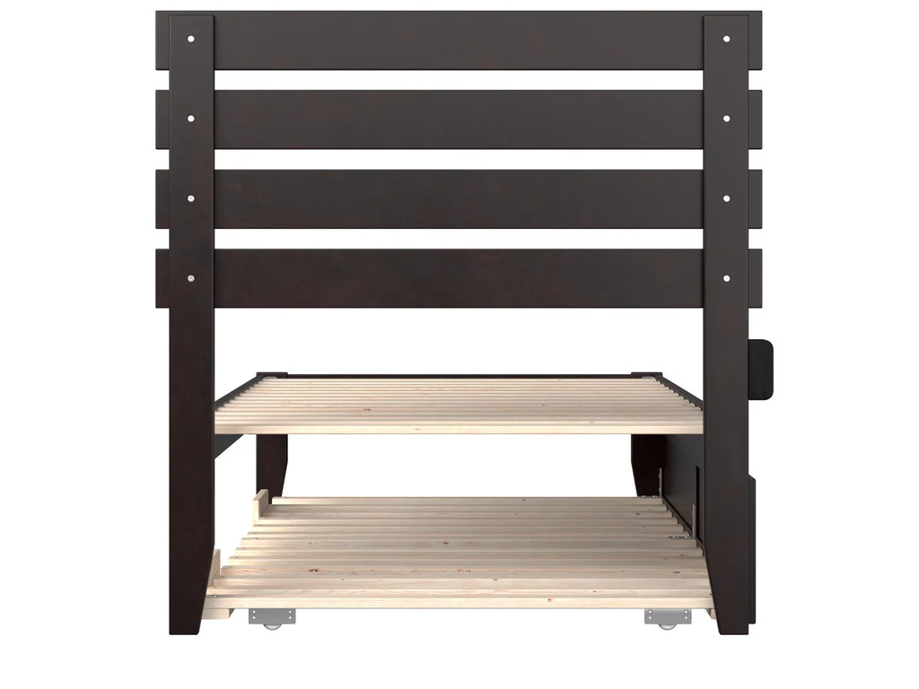 14" Twin XL Wood Platform Bed Frame with Trundle, Espresso D806