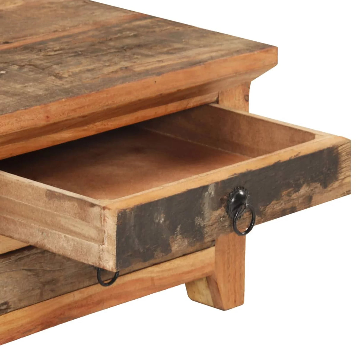 Coffee Table with Door and 2 Storage Drawers Reclaimed Wood Y663
