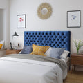 Navy Blue Velvet Queen Full Headboard F214587