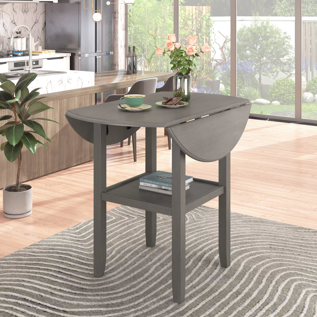 3 Piece Wooden Drop Leaf Dining Table Set with Storage A72512