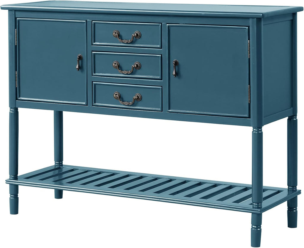 Solid Wood Console Table with 3 Drawers, 2 Cabinet and 1 Shelf C8919