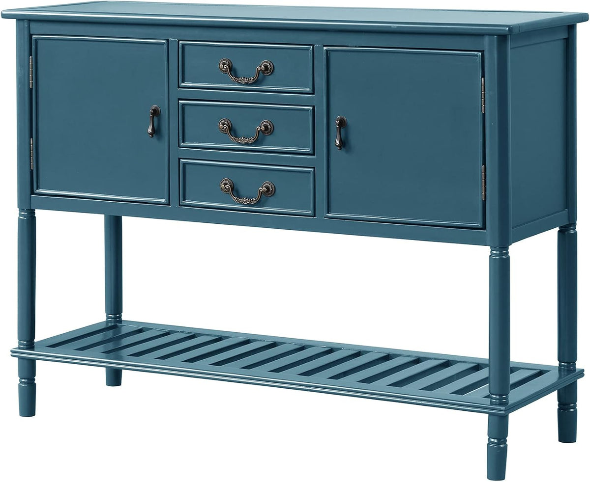 Solid Wood Console Table with 3 Drawers, 2 Cabinet and 1 Shelf C8919