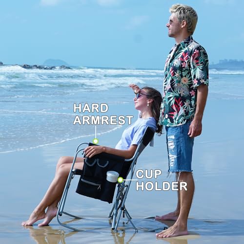 Oversized Rocking Camping Chair with Cooler and Side Pocket (Black/Grey) P320137
