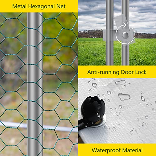 10x20FT Metal Chicken Run with Roof and Waterproof Cover M1110