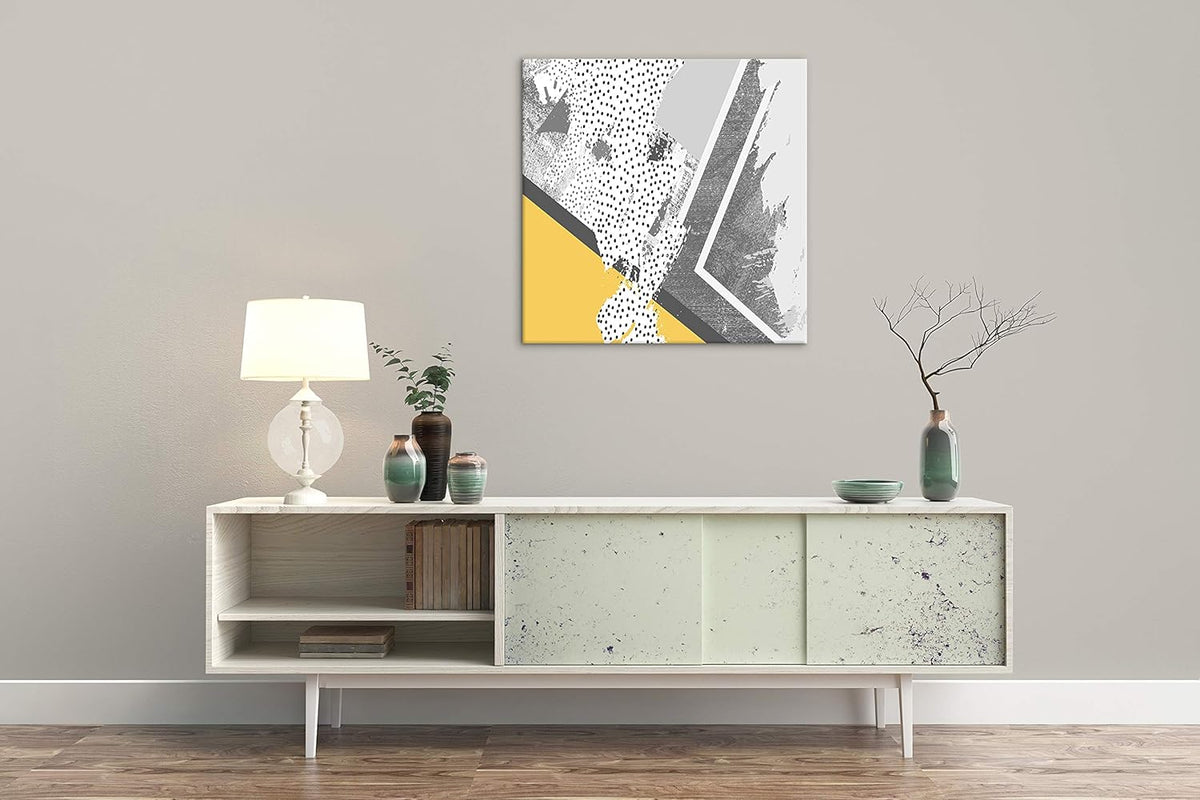 Yellow Gray Abstract Canvas Wall Art Painting W577482