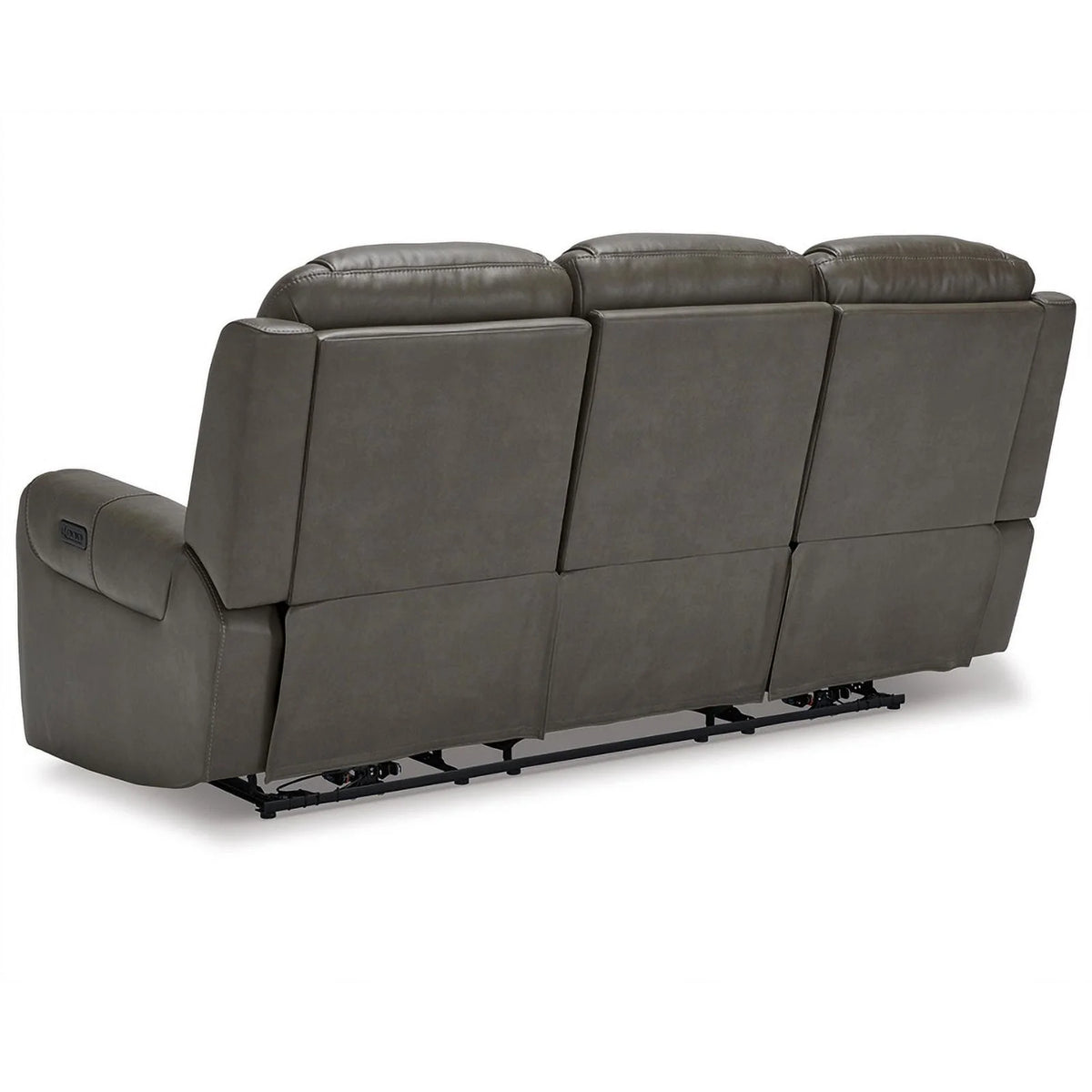 Gray Faux Leather Fabric Power Reclining Sofa A222915