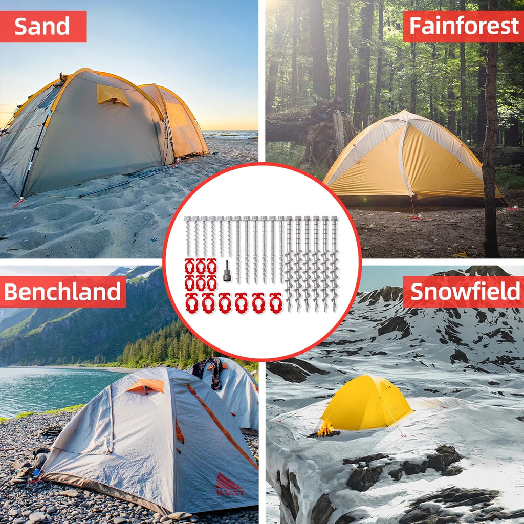Ground Anchors Non-Rust Cast Aluminum Heavy Duty Tent Anchors Screw in Kit F689718