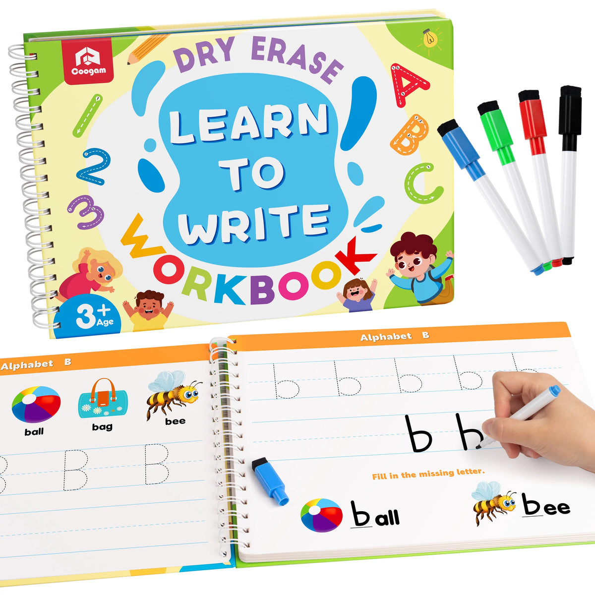 Learn to Write Workbook Numbers Letters Practicing Book ABC Alphabet Sight Words Handwriting Educational Toy U514