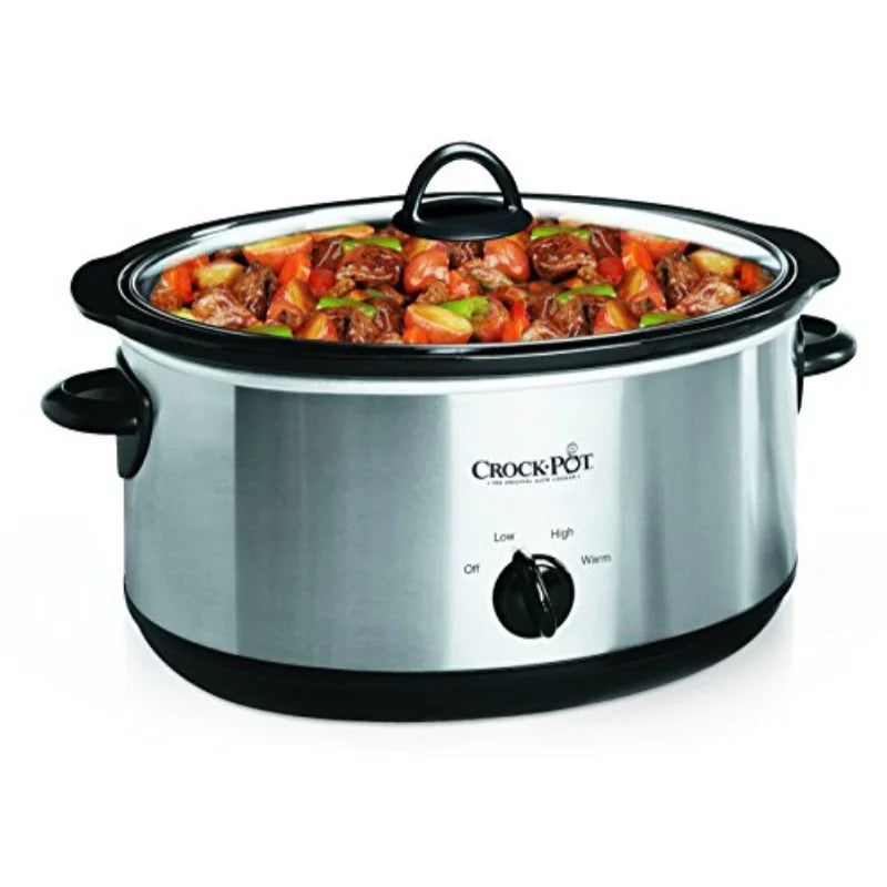 7 Quart Oval Manual Slow Cooker, Stainless Steel N676972