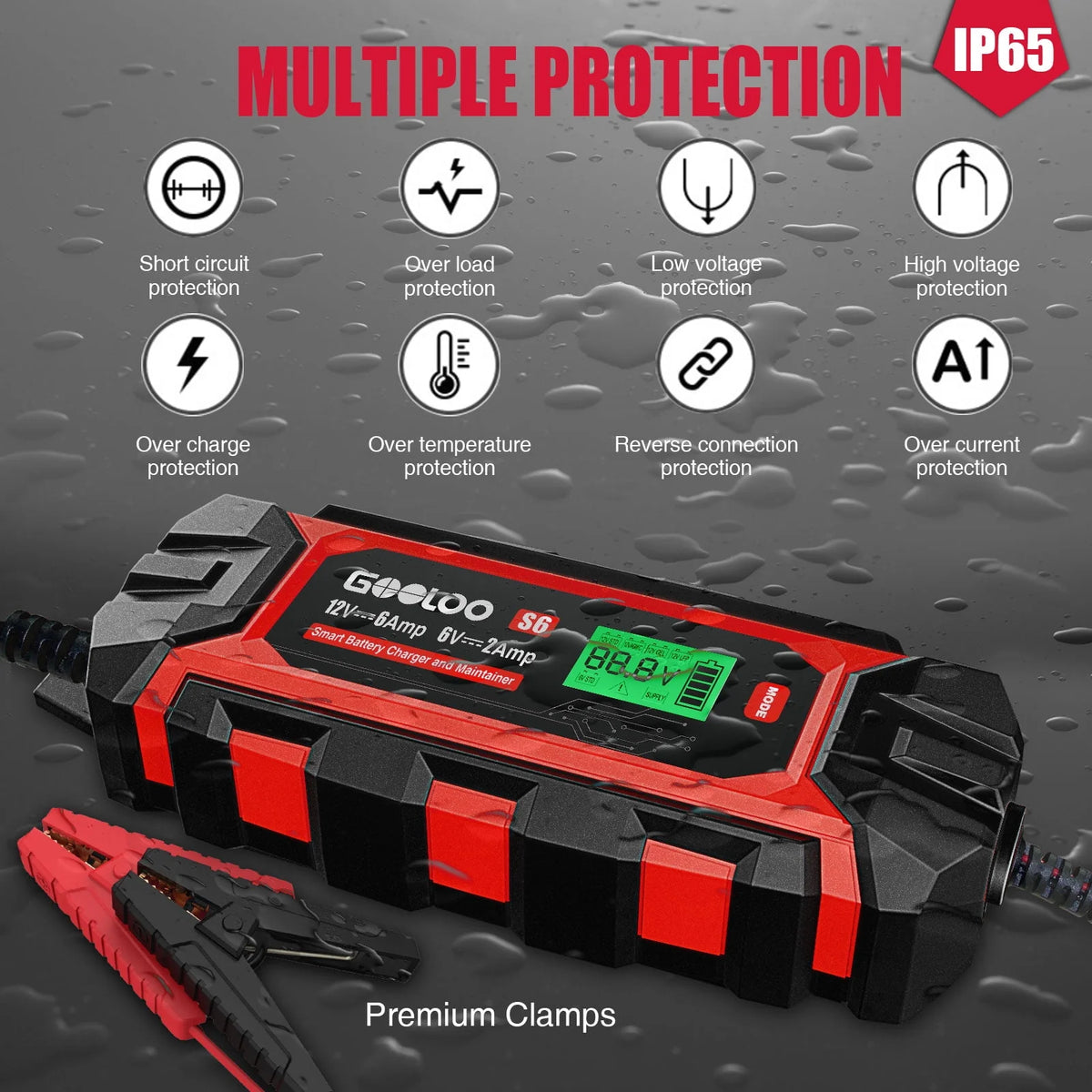 6 Amp 6V 12V Smart Trickle Battery Charger with LCD Display I128753