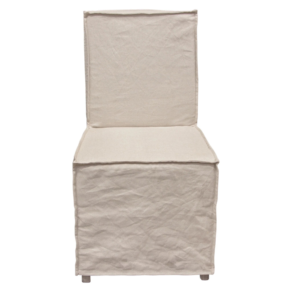 Sand Linen Dining Chairs with Wood Legs, Pack of 2 H99422