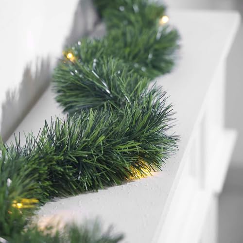 30 Feet 50 LED Battery Operated Pre-Lit Green Garland P83179