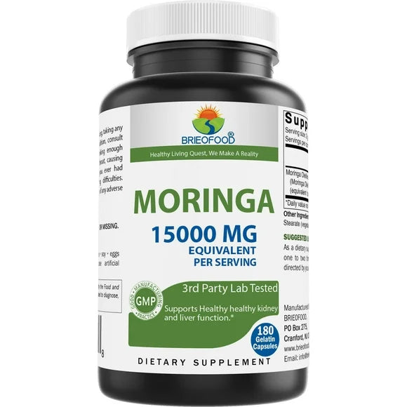 Moringa Oleifera 15000 mg 180 Capsules Gluten Free Supplement Q797