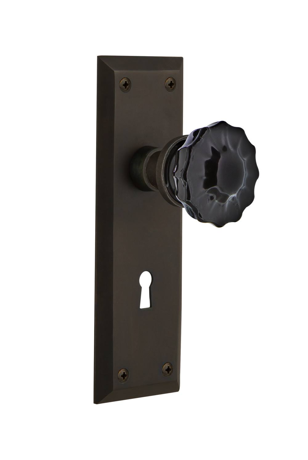 Crystal Black Glass Door Knob in Oil-Rubbed Bronze N94947