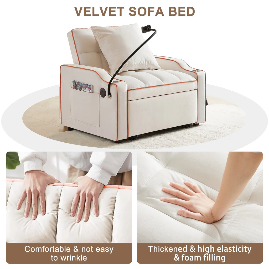 Beige Sleeper Chair Bed D9489