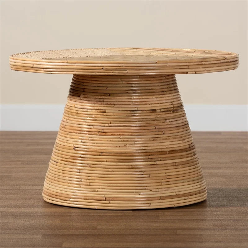Natural Rattan and Mahogany Wood Coffee Table V606226