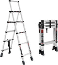 4 + 5 Step Telescoping Ladder, Aluminum Alloy Folding Extendable Ladder with Non-Slip Rubber Feet, 330lbs Load Capacity V578