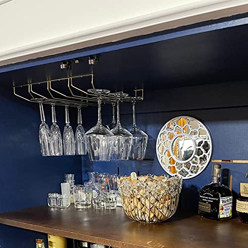 Black Stainless Steel Under Cabinet Wine Glass Rack Set of 4 C511