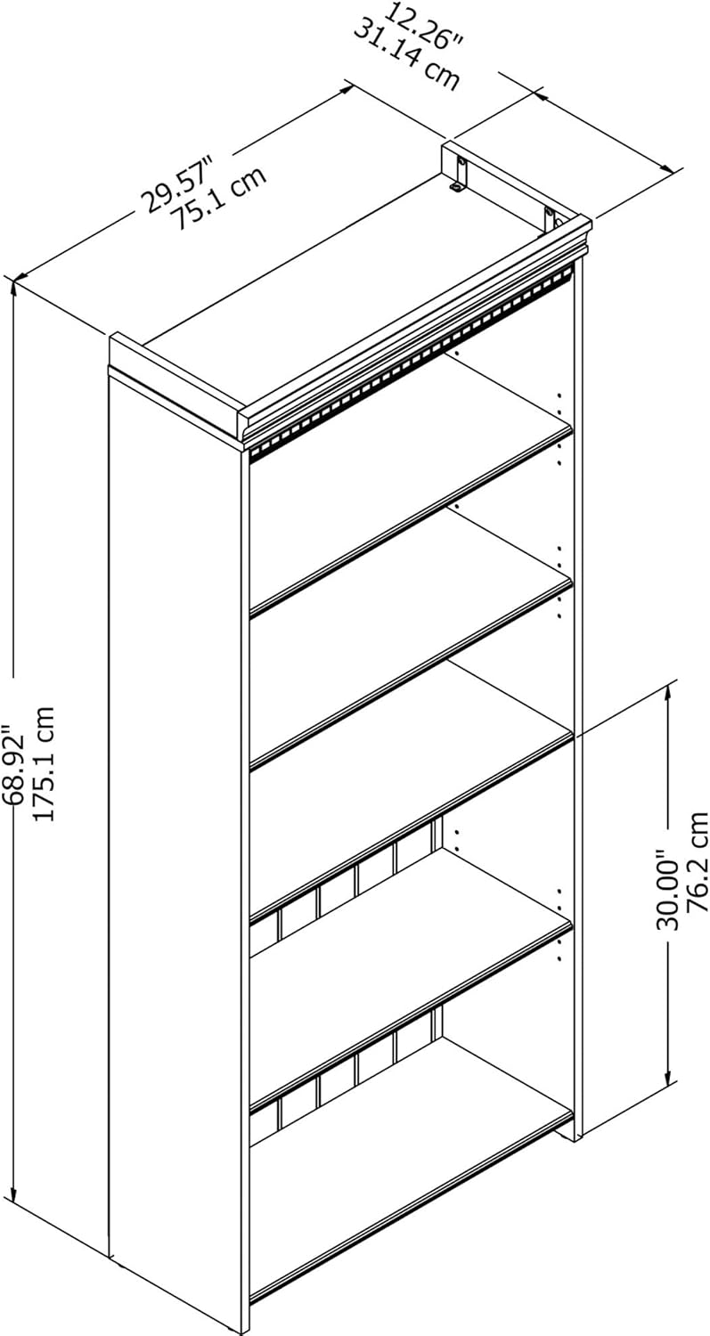 Antique White 5 Shelf Bookcase V6502