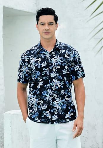 Men's Short Sleeve Floral Button Down Tropical Shirt K949