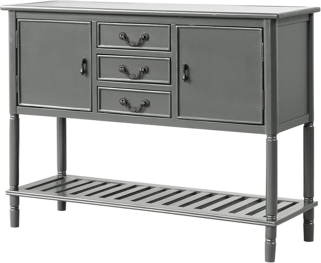 Solid Wood Console Table with 3 Drawers, 2 Cabinet and 1 Shelf C8919