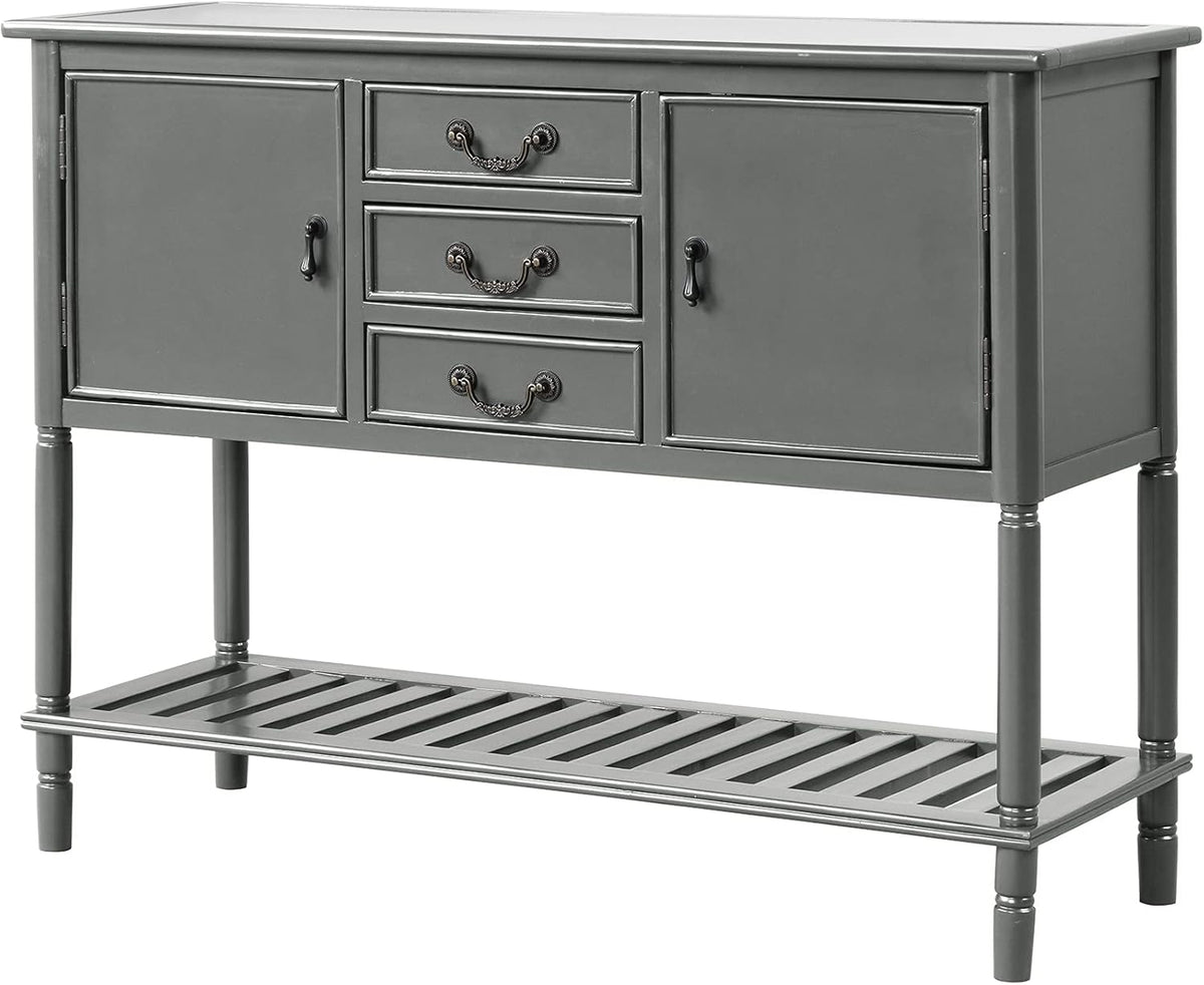 Solid Wood Console Table with 3 Drawers, 2 Cabinet and 1 Shelf C8919