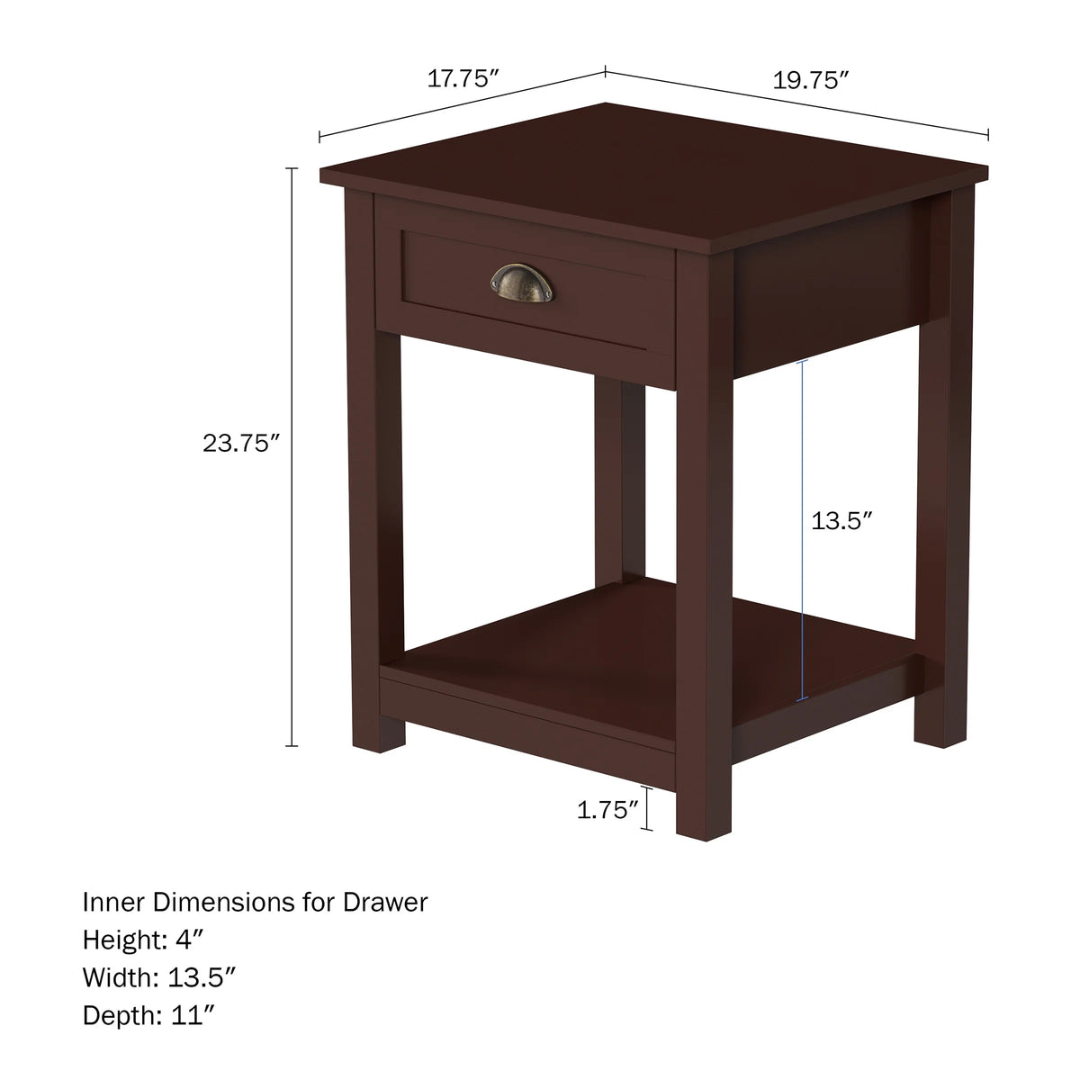 Wooden End Table with Storage Drawer and Shelf C236405