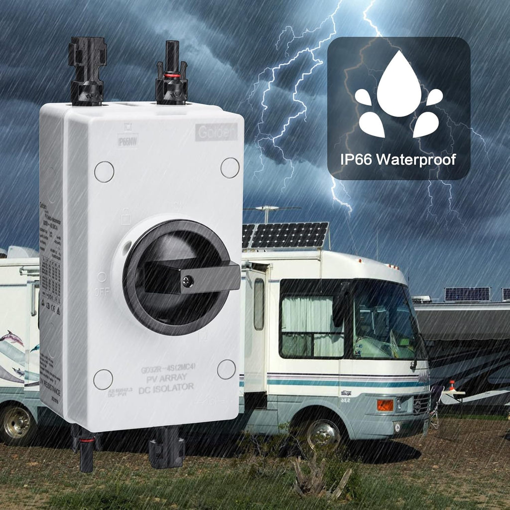 Solar Combiner Box 32A 1000V PV DC Isolator Switch with Solar Connector, IP66 Waterproof G946138